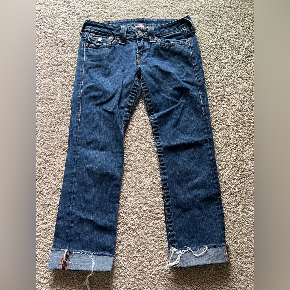 True Religion Classic Blue Jeans Capris Size 27